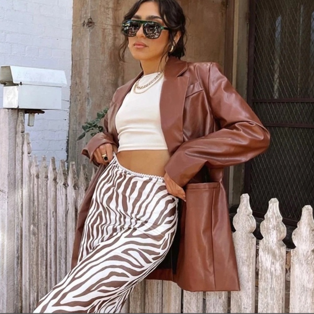 7 FOR ALL MAN KIND Brown Leather Women's Jacket